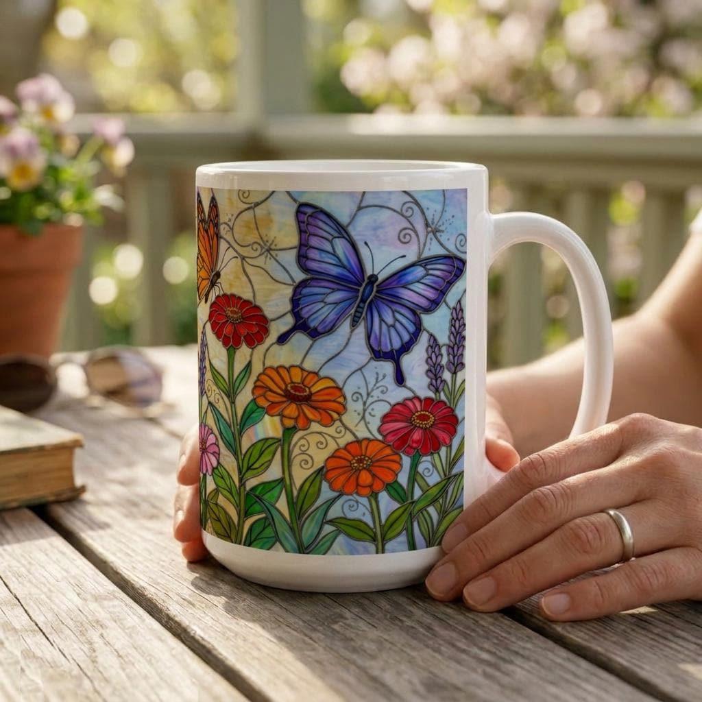 Butterfly Cups, Large and Small Mug Set