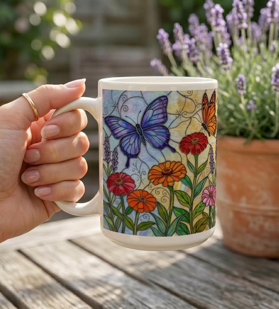 Butterfly Cups, Large and Small Mug Set