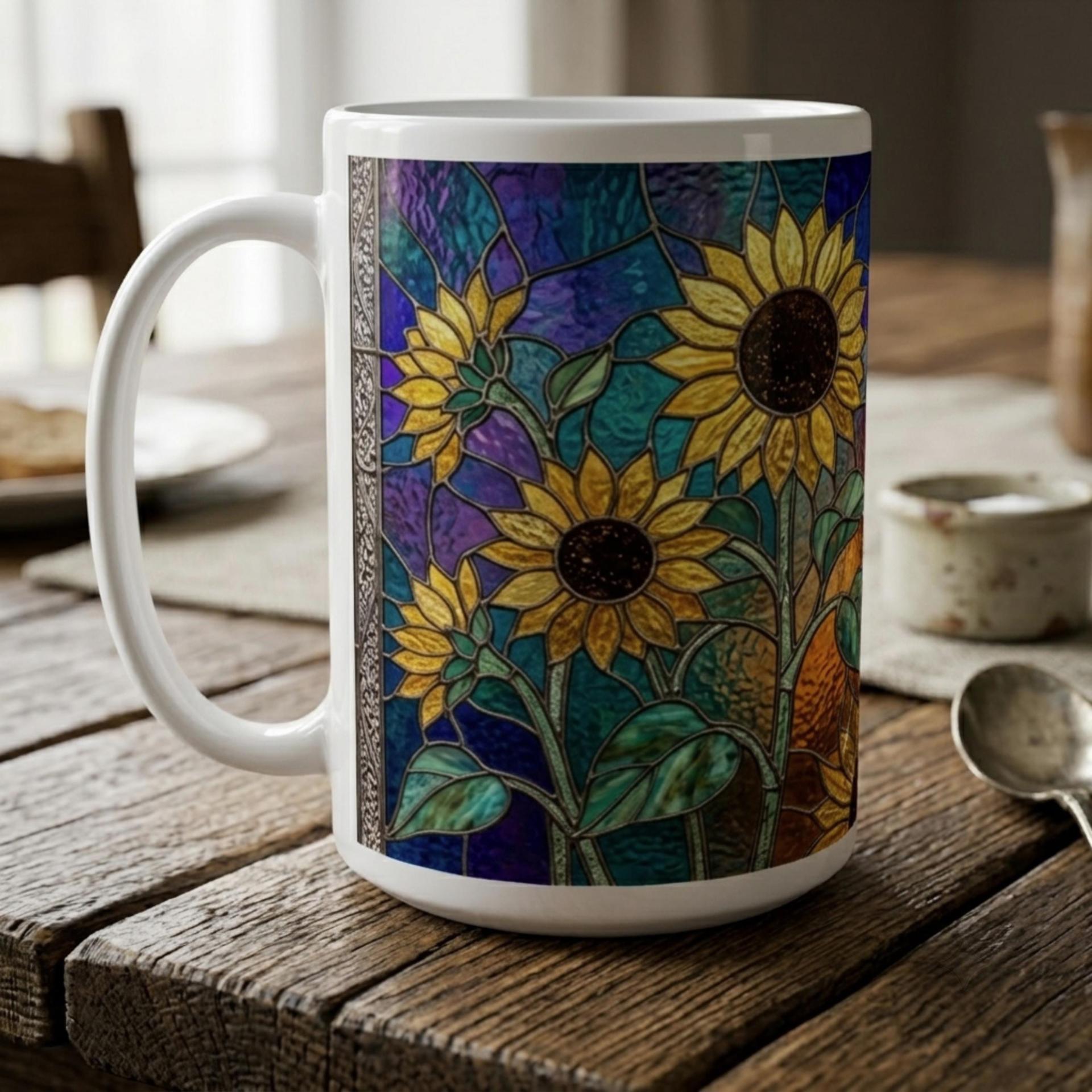 Sunflowers, Large and Small Cups, Floral Mug Set