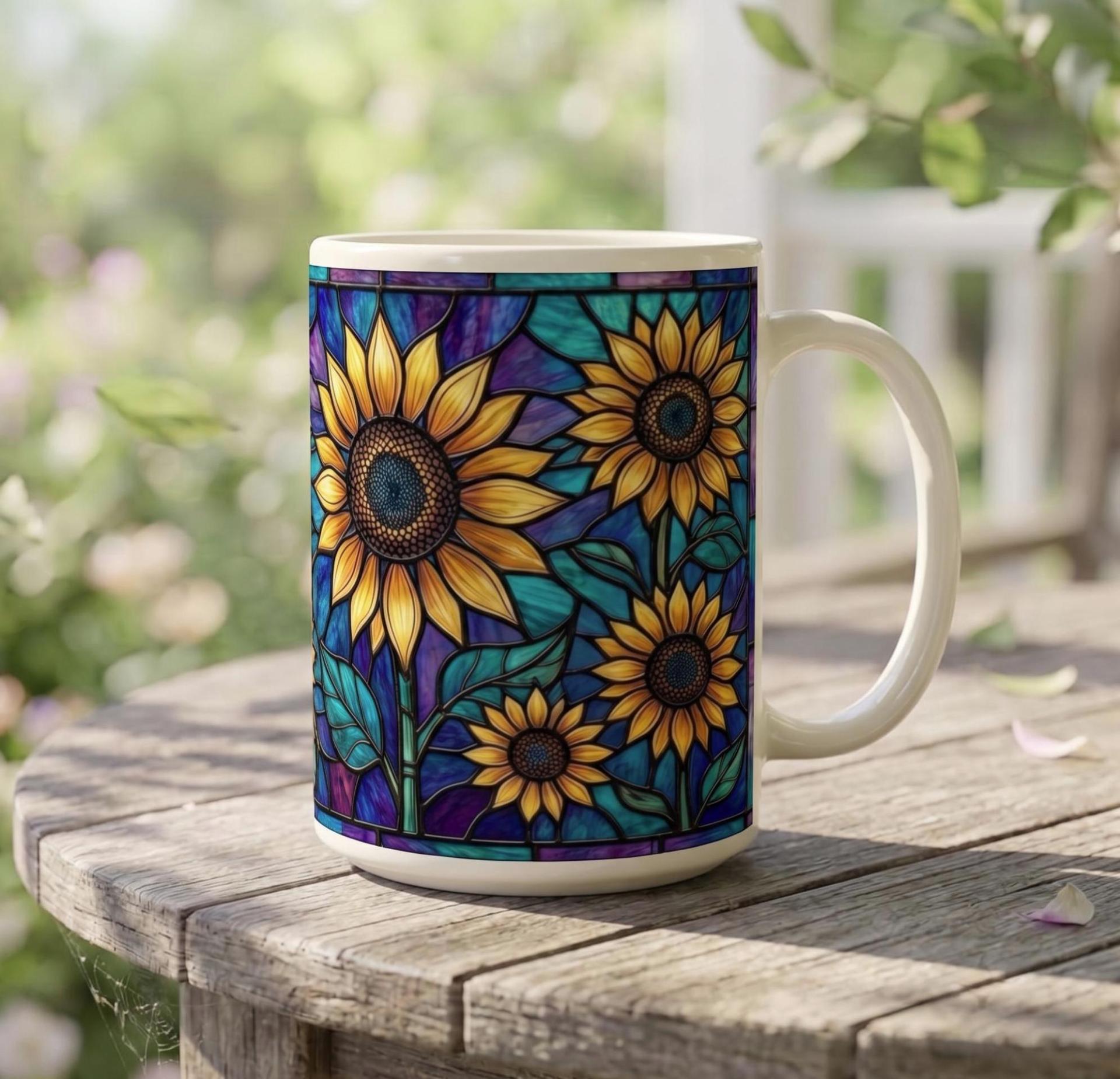 Sunflower Cups Set -  Large and Small Ceramic Mugs