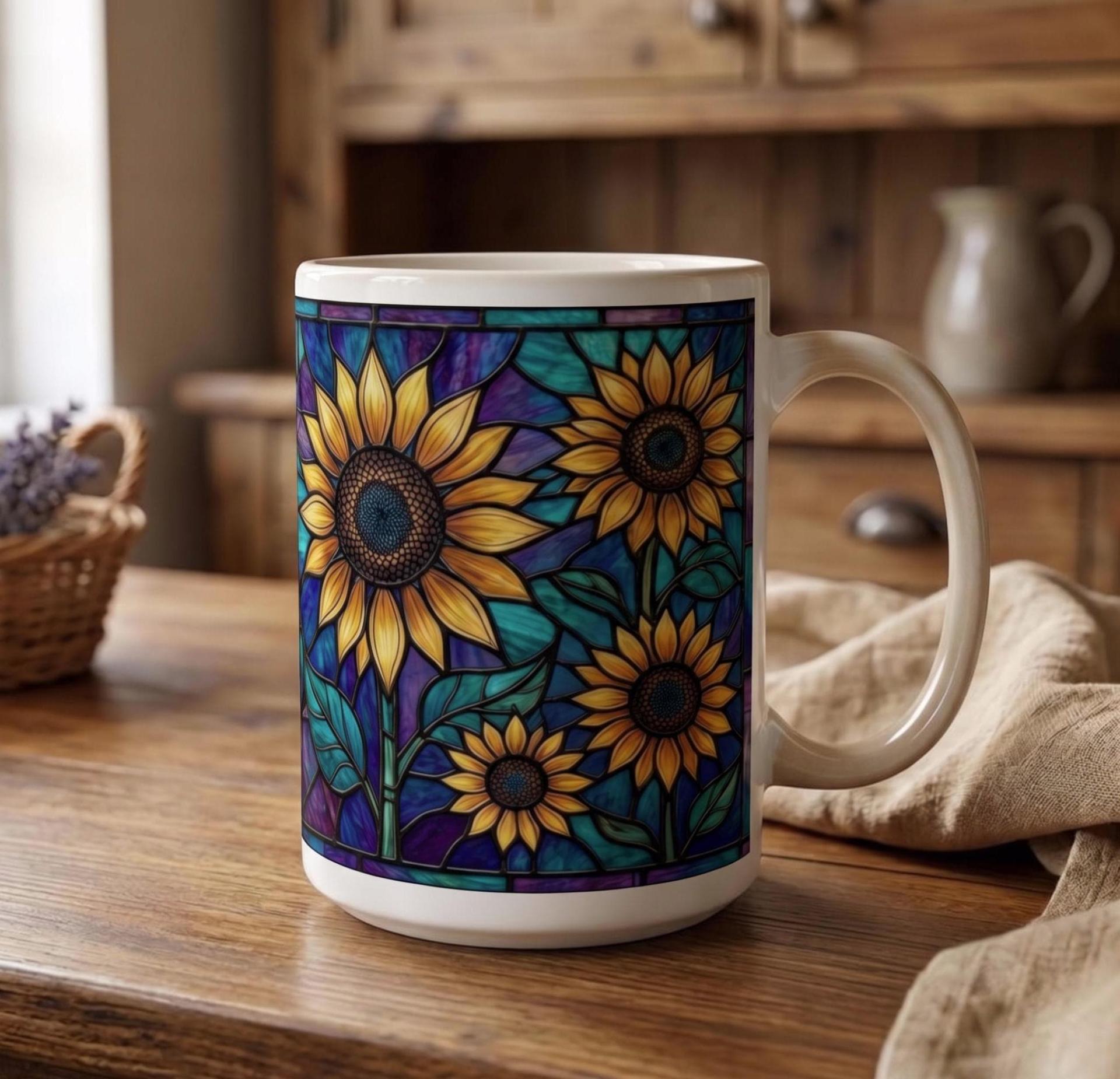 Sunflower Cups Set -  Large and Small Ceramic Mugs