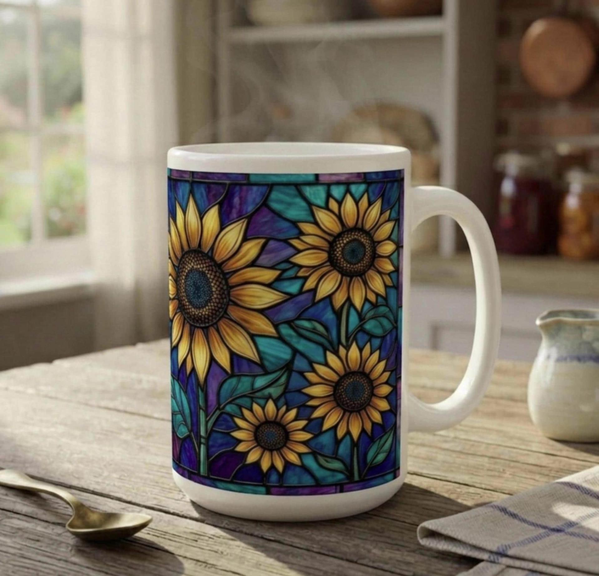 Sunflower Cups Set -  Large and Small Ceramic Mugs