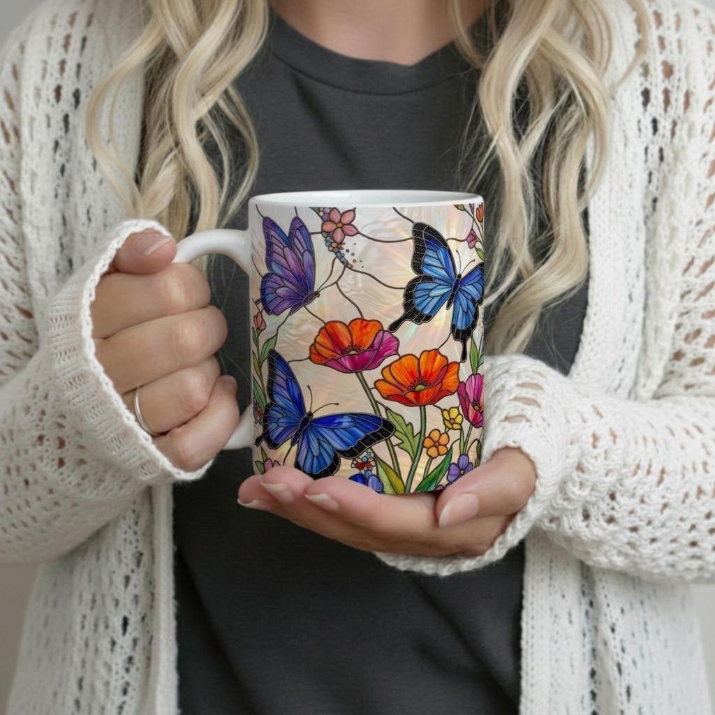 Butterfly Cups, Large and Small Mug Set