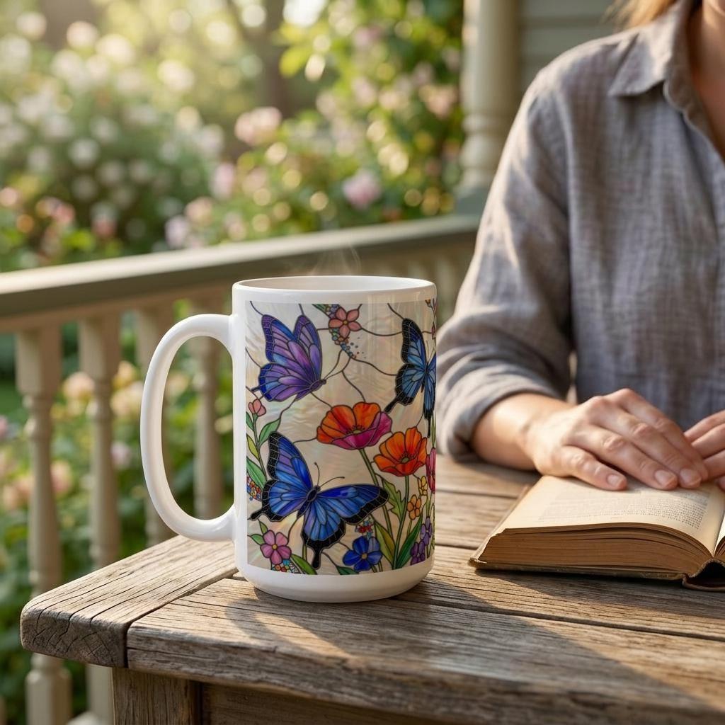 Butterfly Cups, Large and Small Mug Set