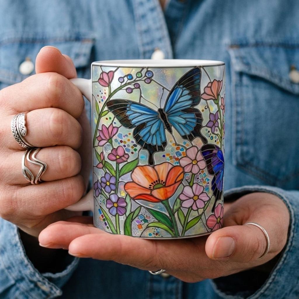 Butterfly Cups, Large and Small Mug Set