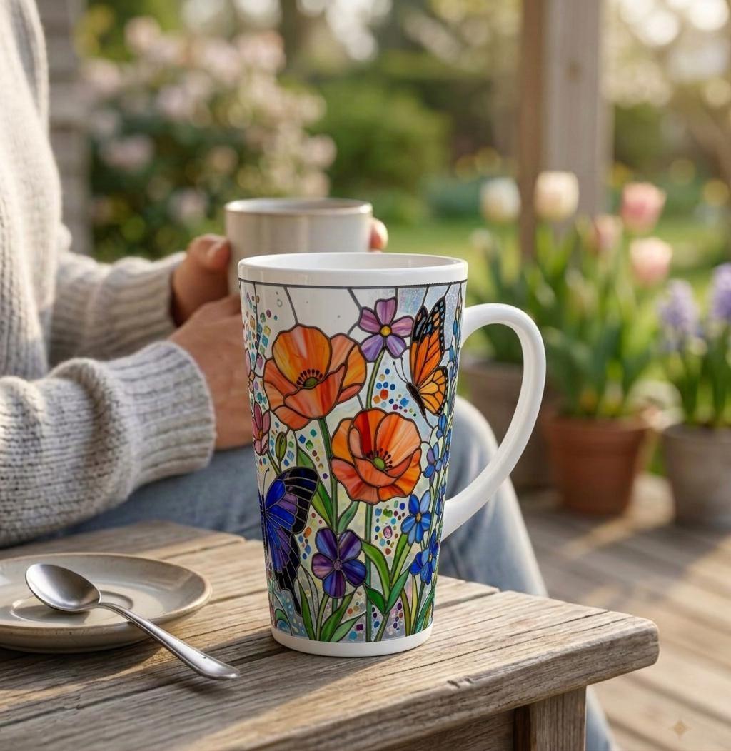 Latte 17oz Ceramic Mug - Coffee or Tea Cup, Extra Tall