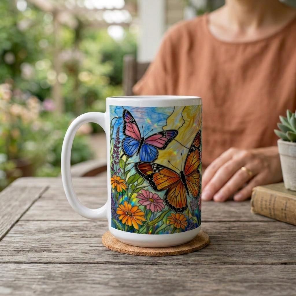 Butterfly Cups, Large and Small Mug Set