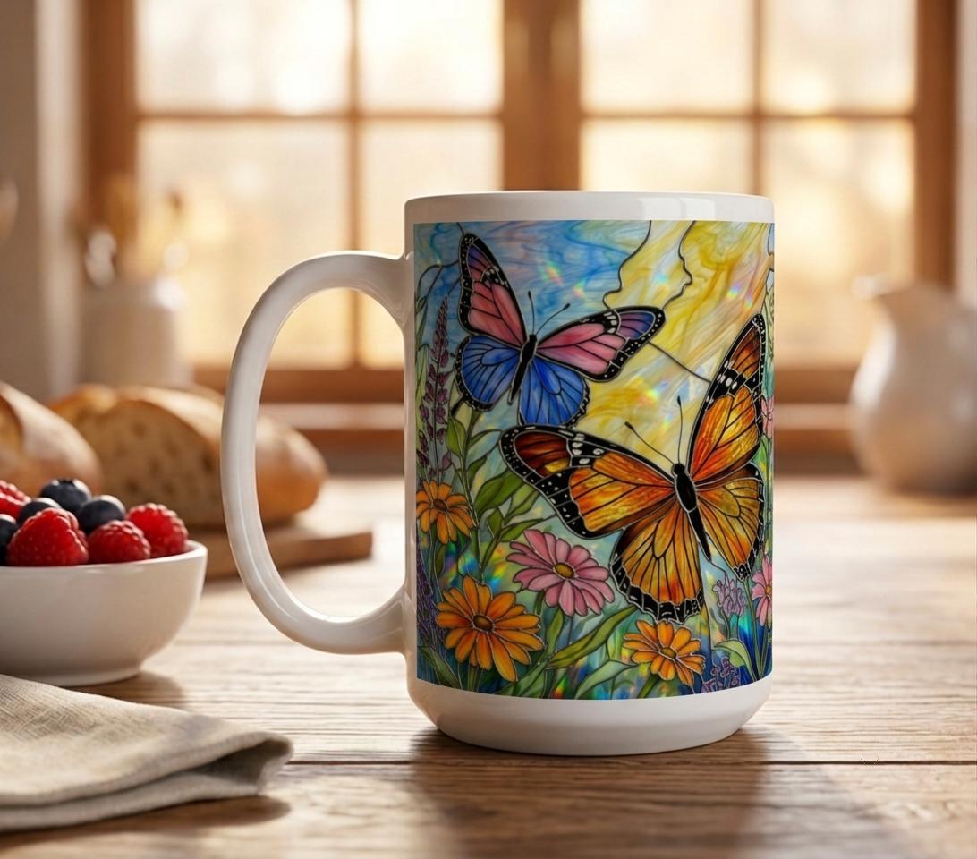 Butterfly Cups, Large and Small Mug Set