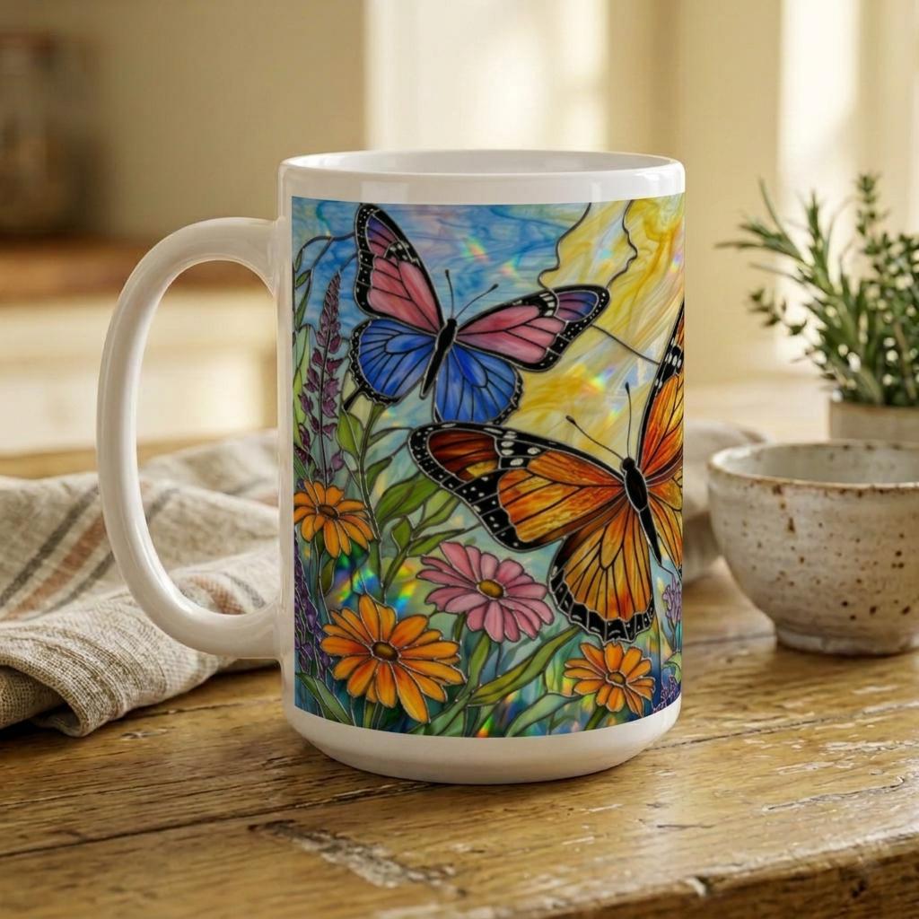 Butterfly Cups, Large and Small Mug Set