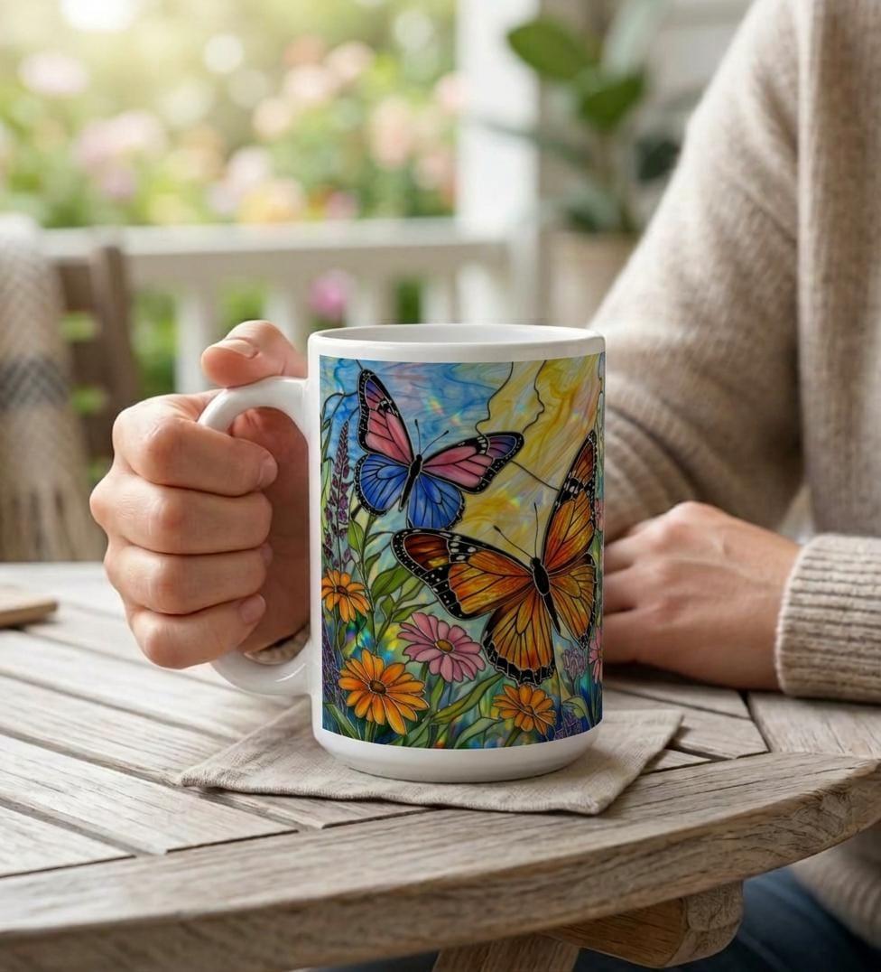 Butterfly Cups, Large and Small Mug Set