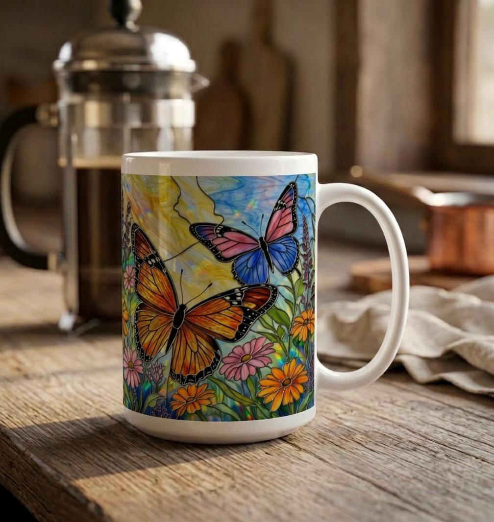 Butterfly Cups, Large and Small Mug Set