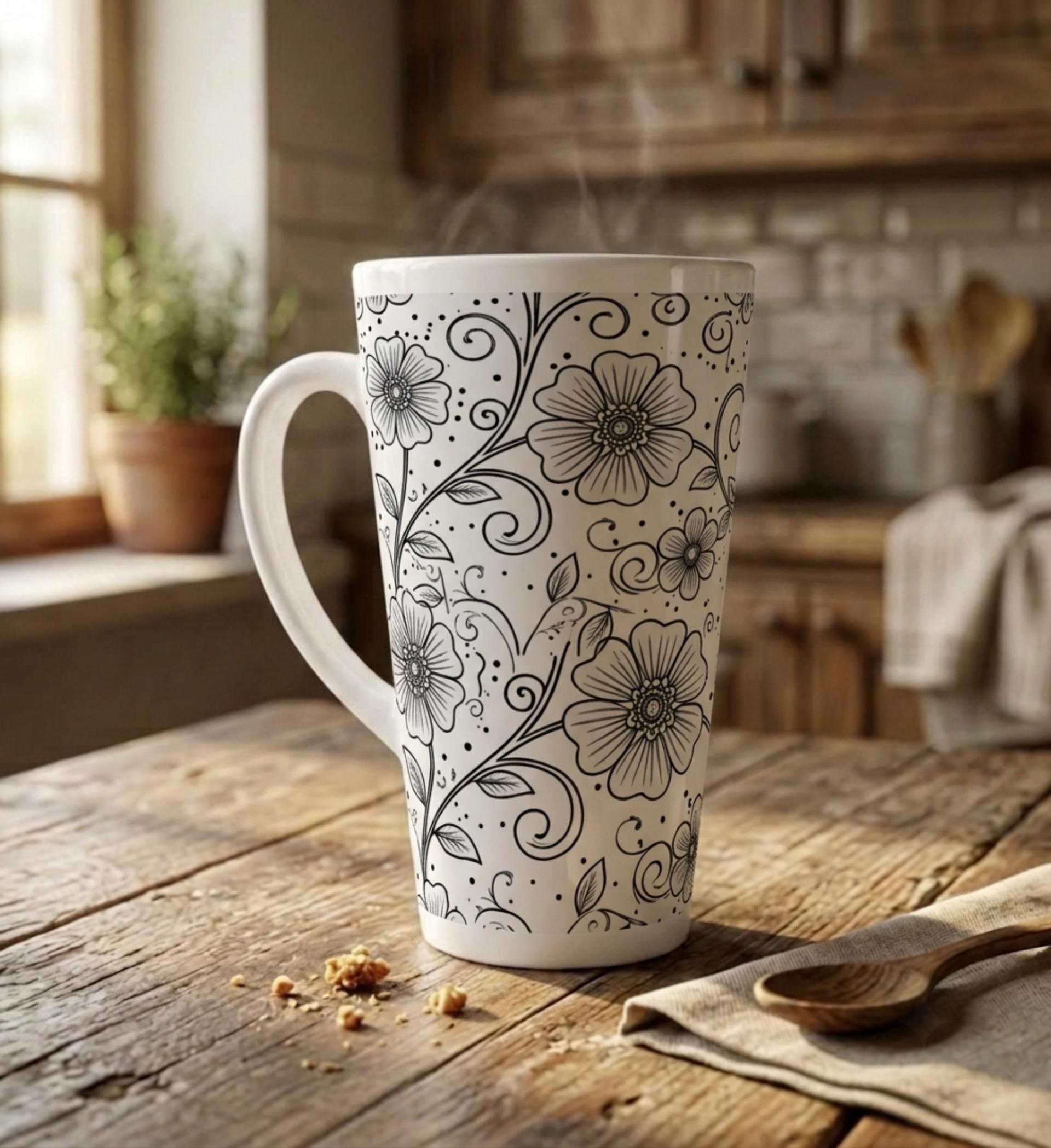 Latte 17oz Ceramic Mug - Coffee or Tea Cup, Extra Tall