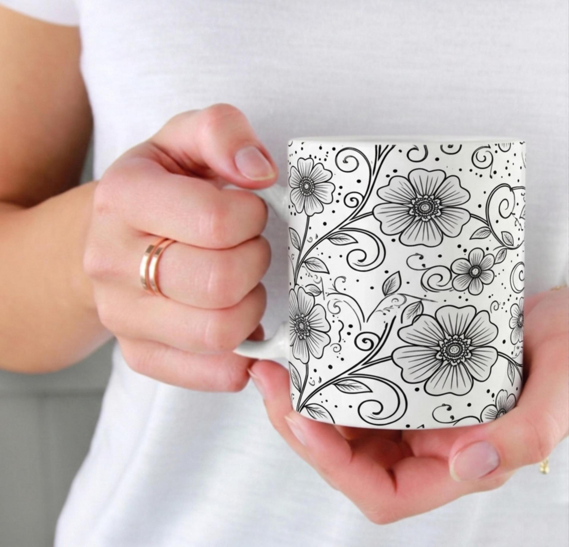 Floral Cups -  Large and Small Ceramic Mugs