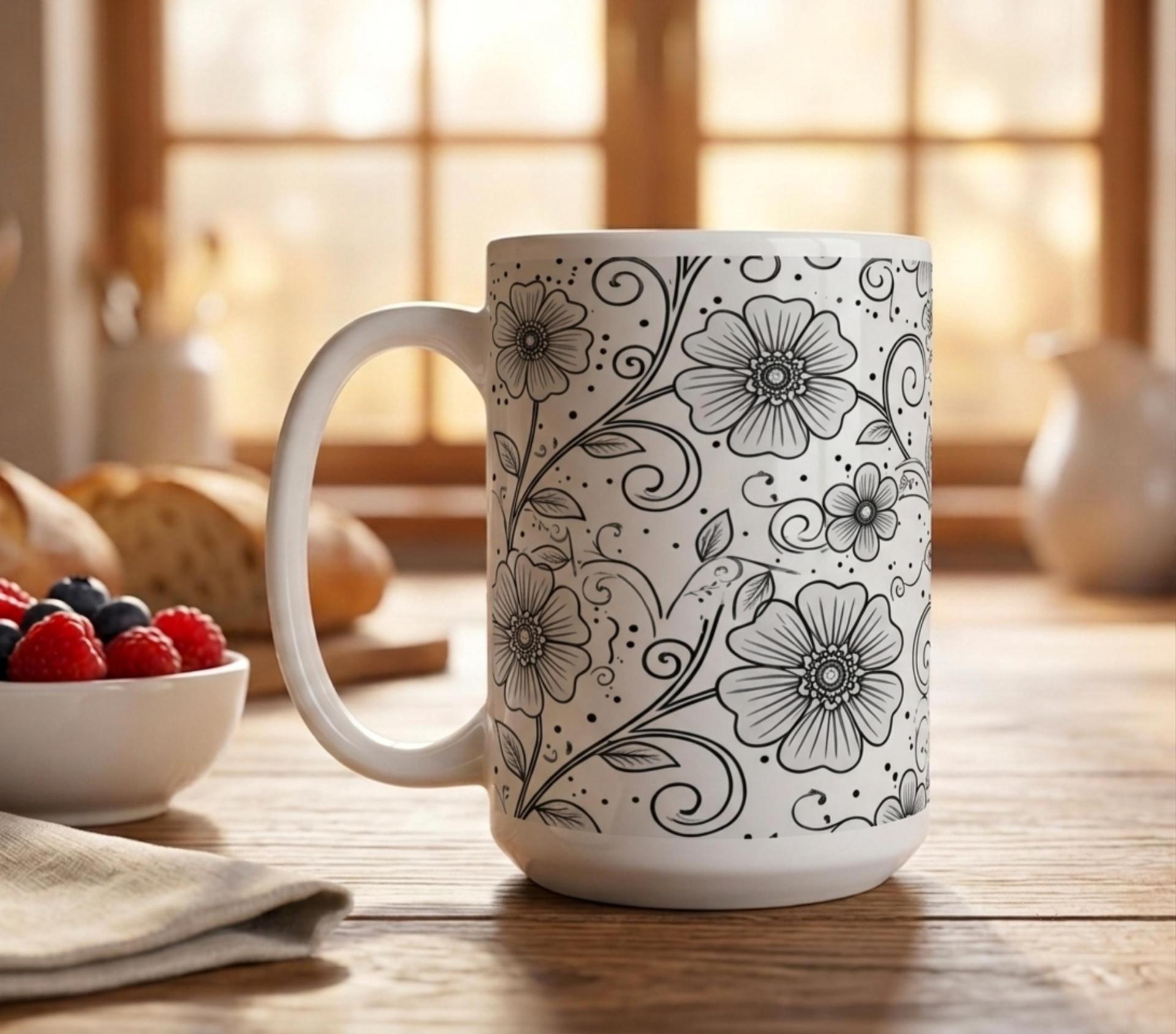 Floral Cups -  Large and Small Ceramic Mugs