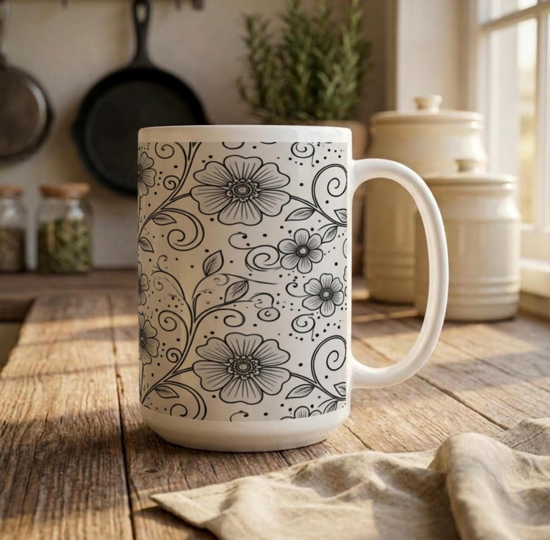 Floral Cups -  Large and Small Ceramic Mugs