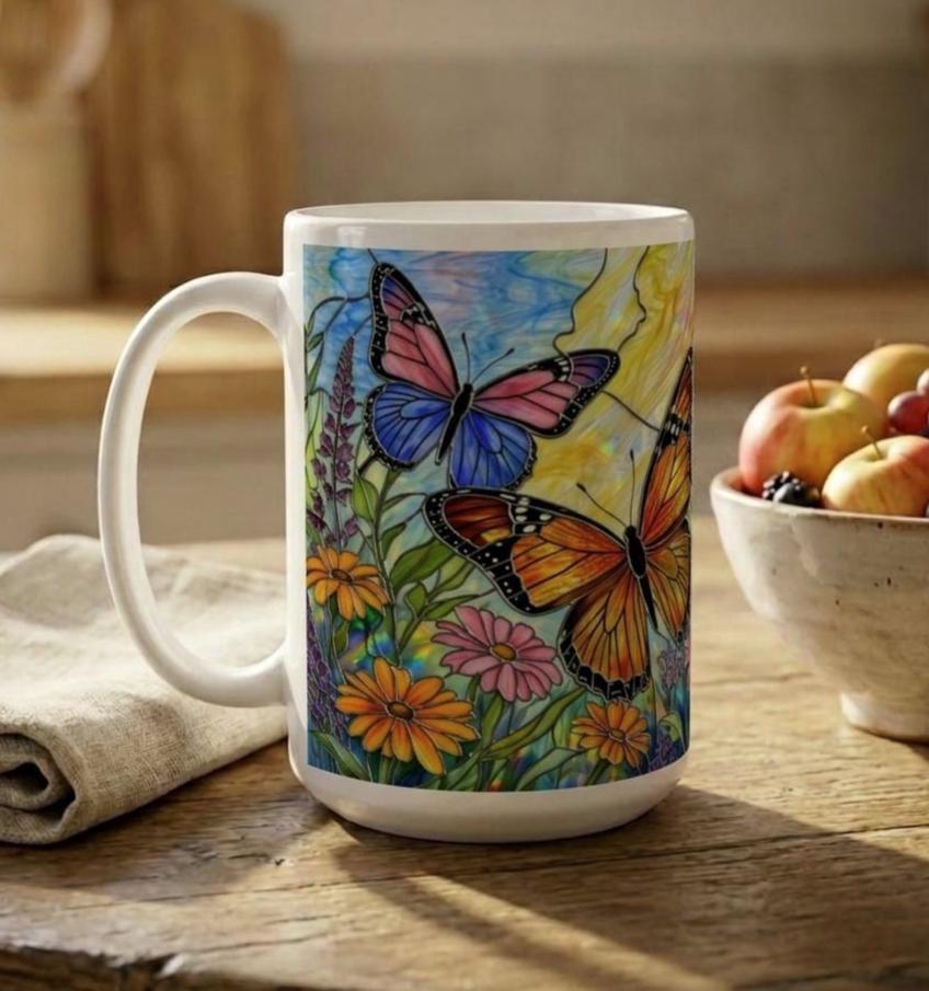 Butterfly Cups, Large and Small Mug Set