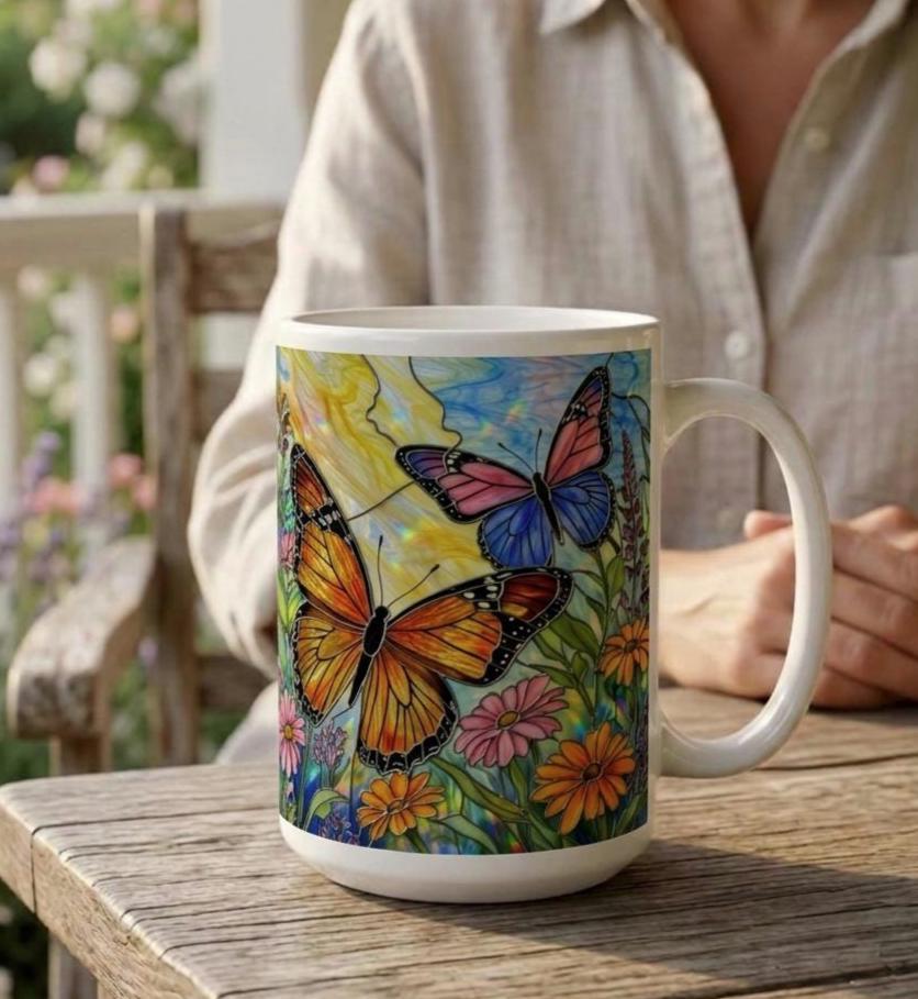 Butterfly Cups, Large and Small Mug Set