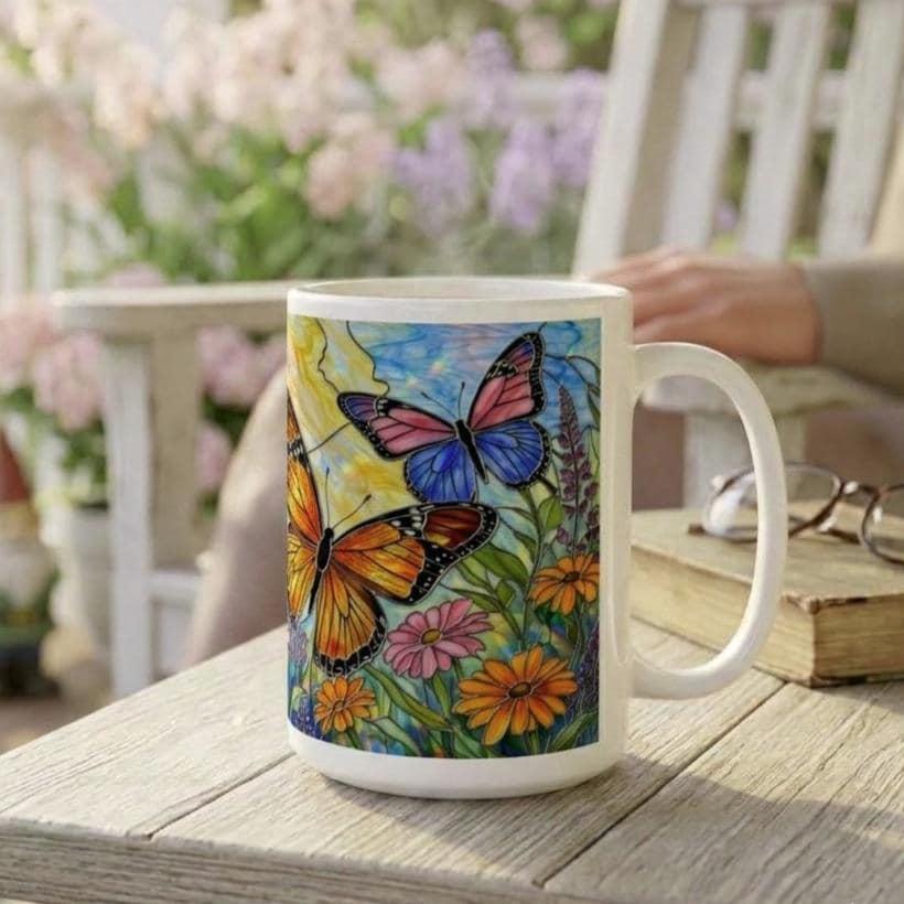 Butterfly Cups, Large and Small Mug Set