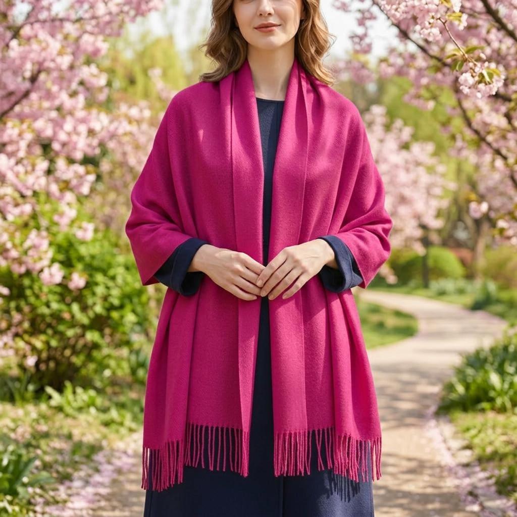Dark Rose Blanket Shawl - Thick Wide Scarf - Pashmina Super Soft Wrap