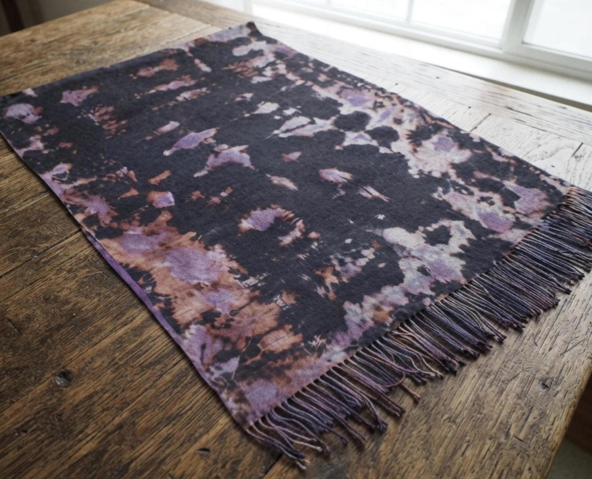 Hand Dyed Tie Dye Pashmina, Blanket Shawl, Wide Scarf, Head Wrap - Rayon Shawl