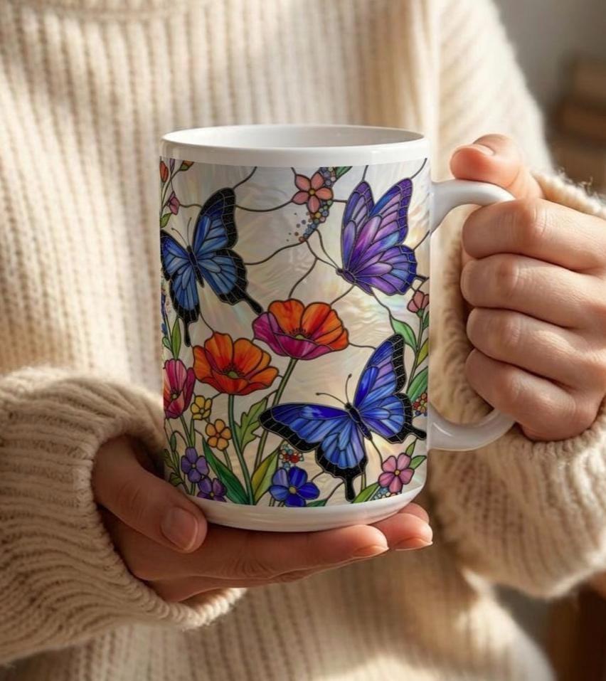 Butterfly Cups, Large and Small Mug Set