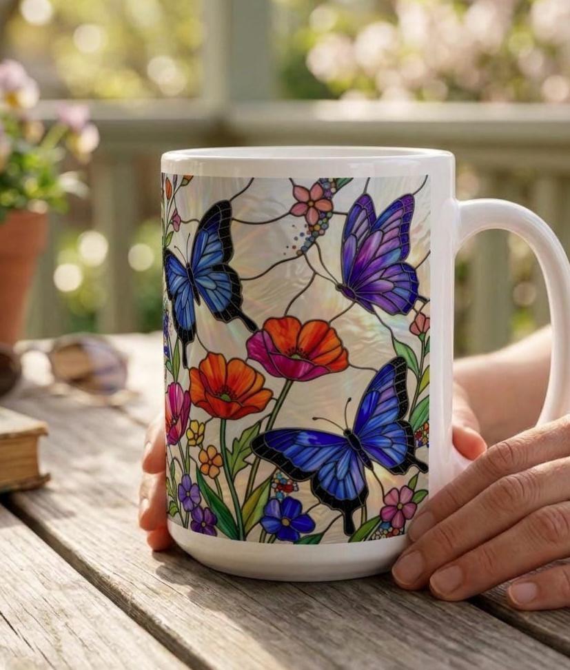 Butterfly Cups, Large and Small Mug Set