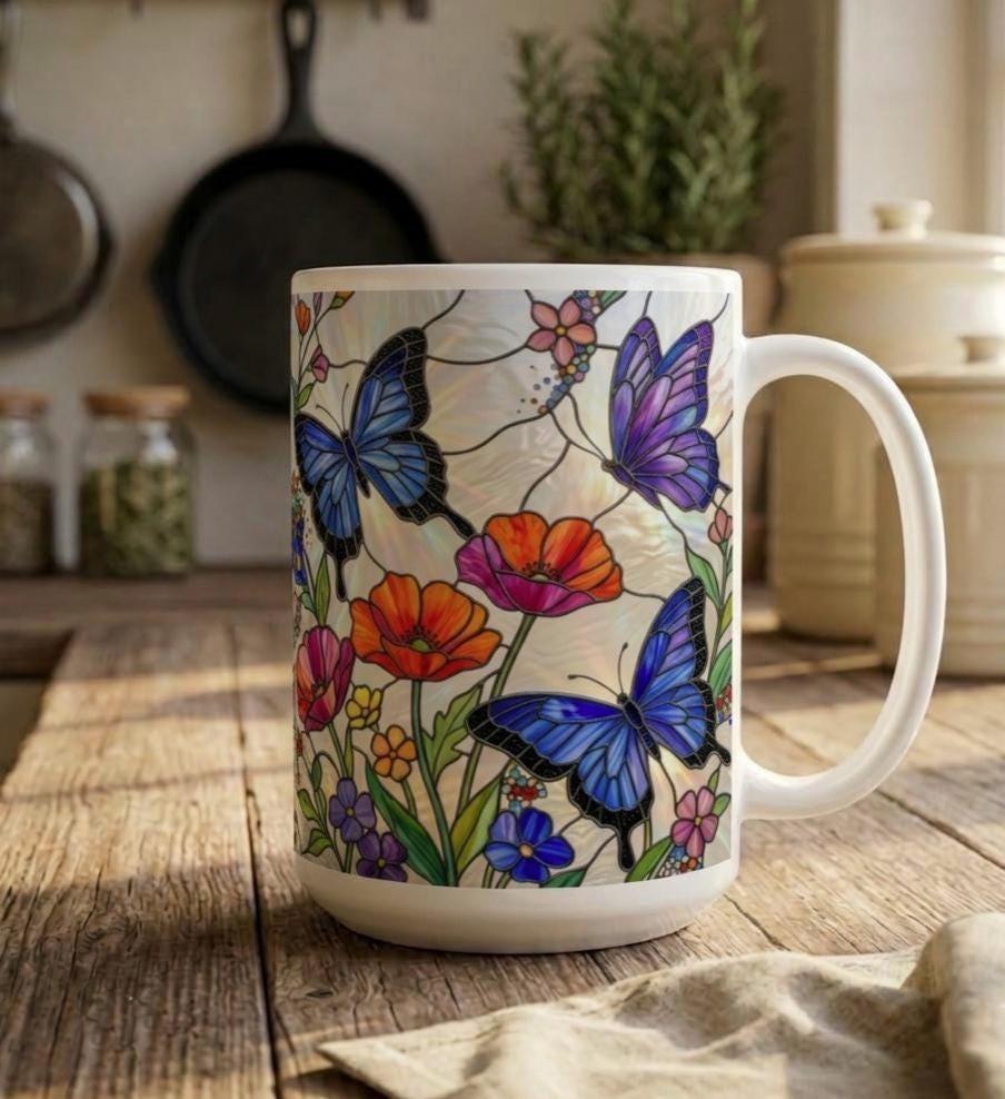 Butterfly Cups, Large and Small Mug Set