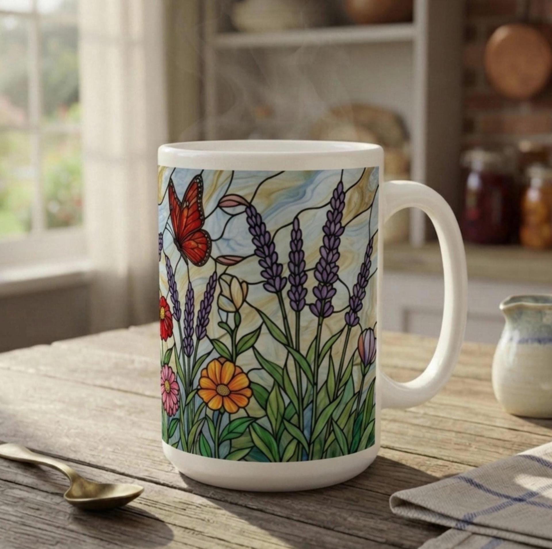 Butterfly Cups Set -  Large and Small Ceramic Mugs