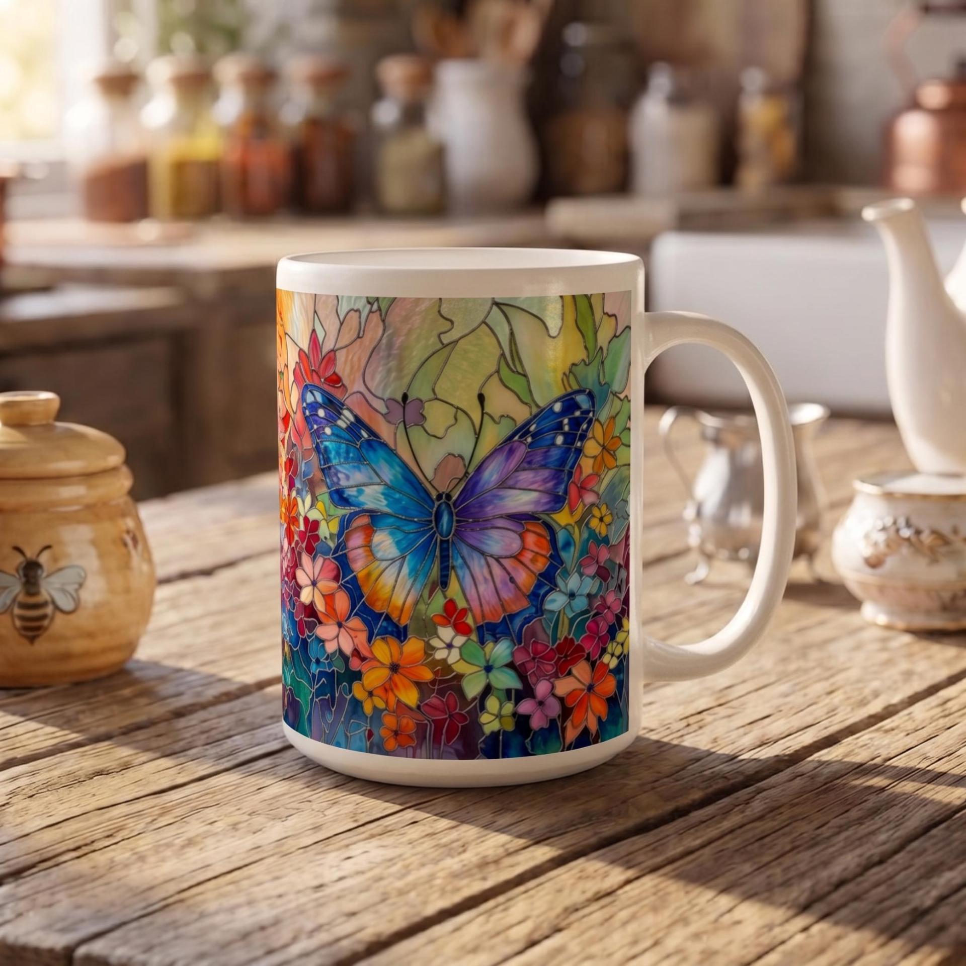 Butterfly Cups Set -  Large and Small Ceramic Mugs