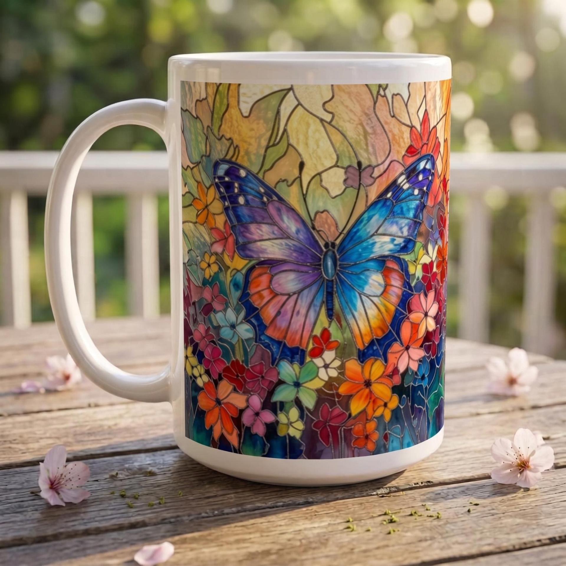 Butterfly Cups Set -  Large and Small Ceramic Mugs