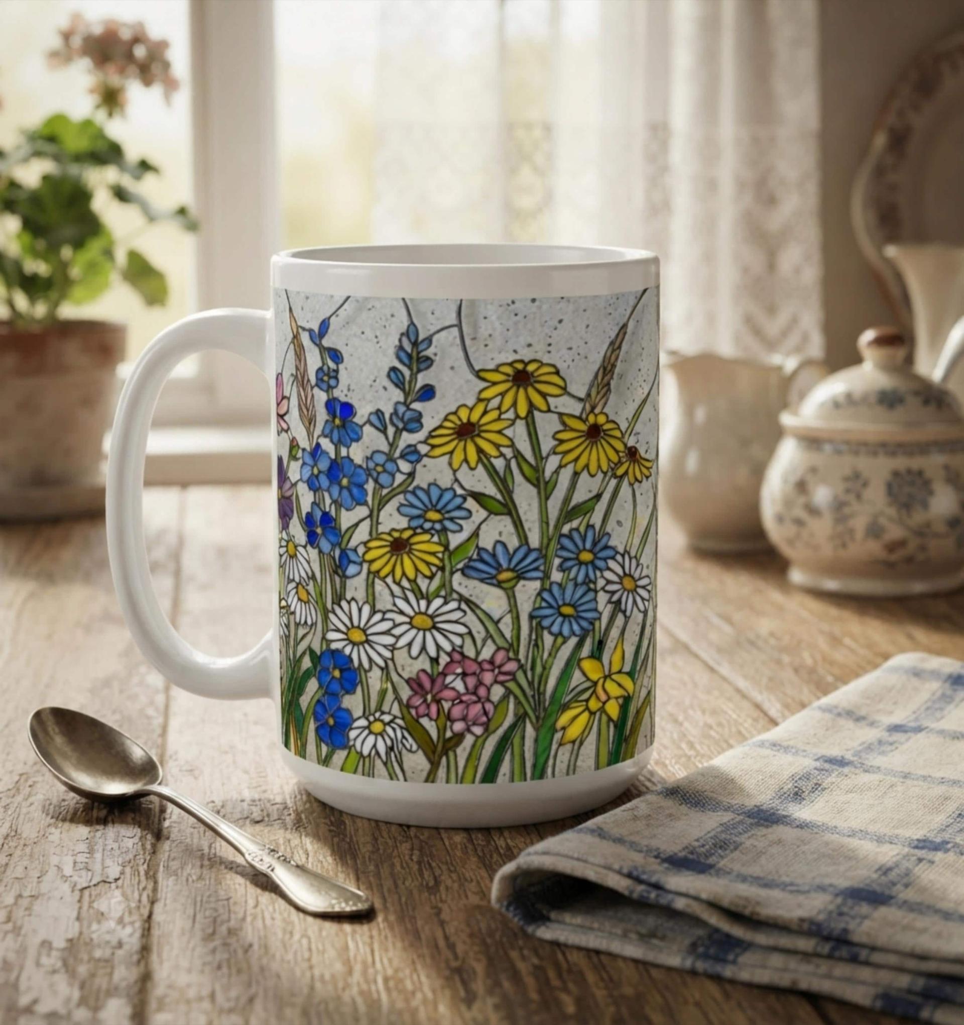Floral Cups -  Large and Small Ceramic Mugs