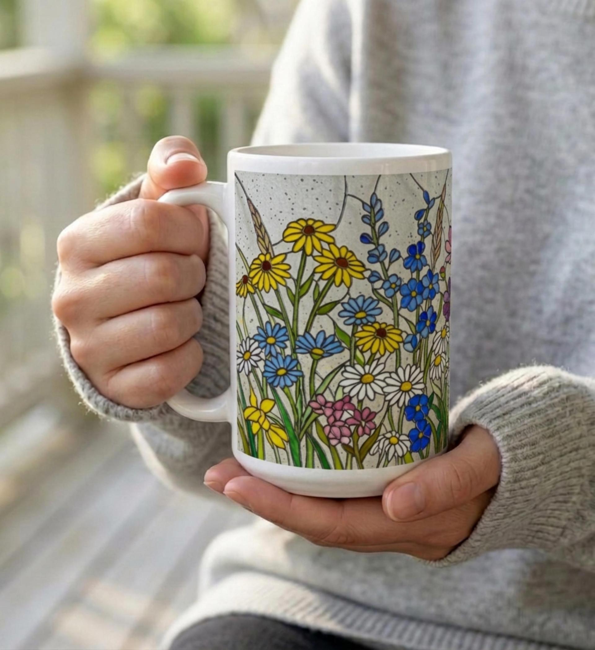Floral Cups -  Large and Small Ceramic Mugs