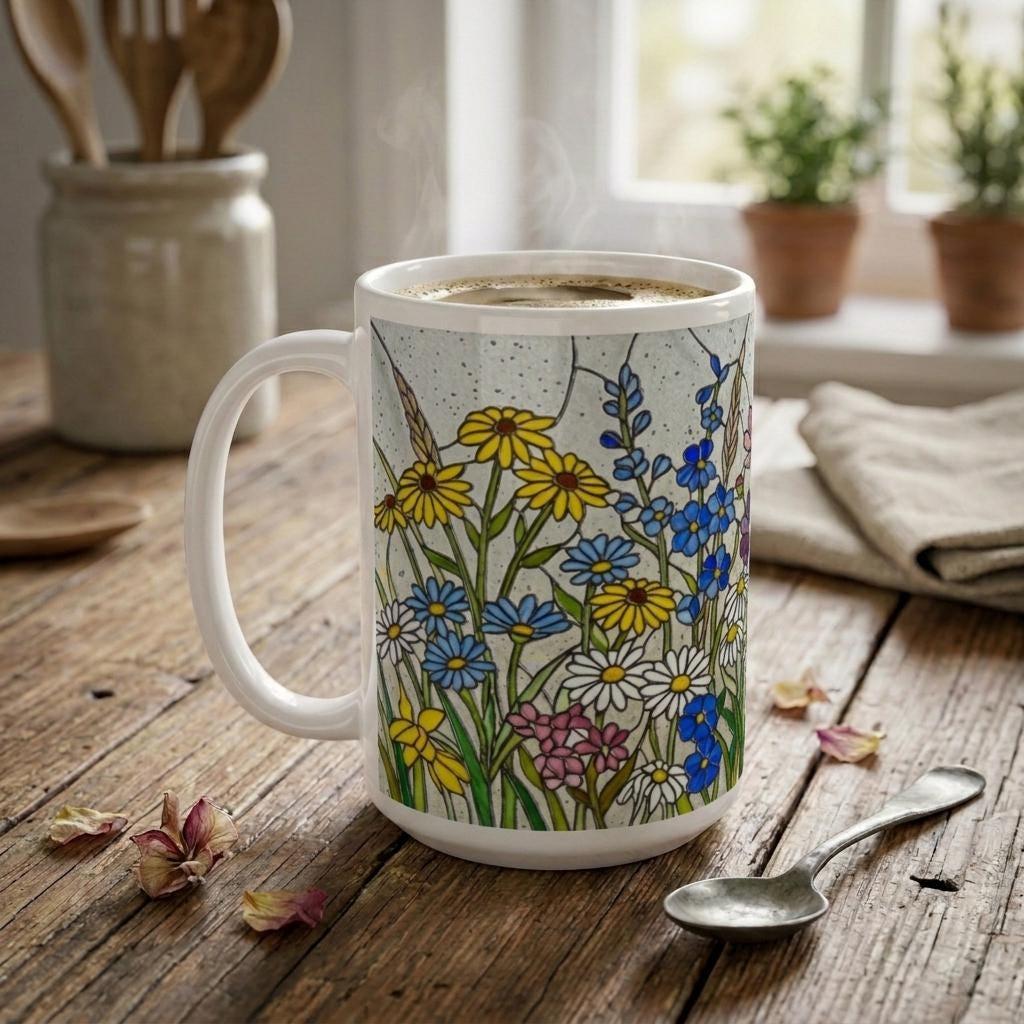 Floral Cups -  Large and Small Ceramic Mugs