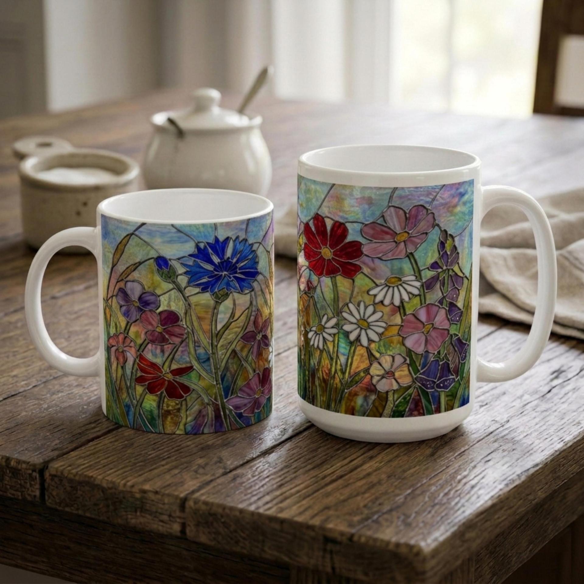 Floral Cups -  Large and Small Ceramic Mugs