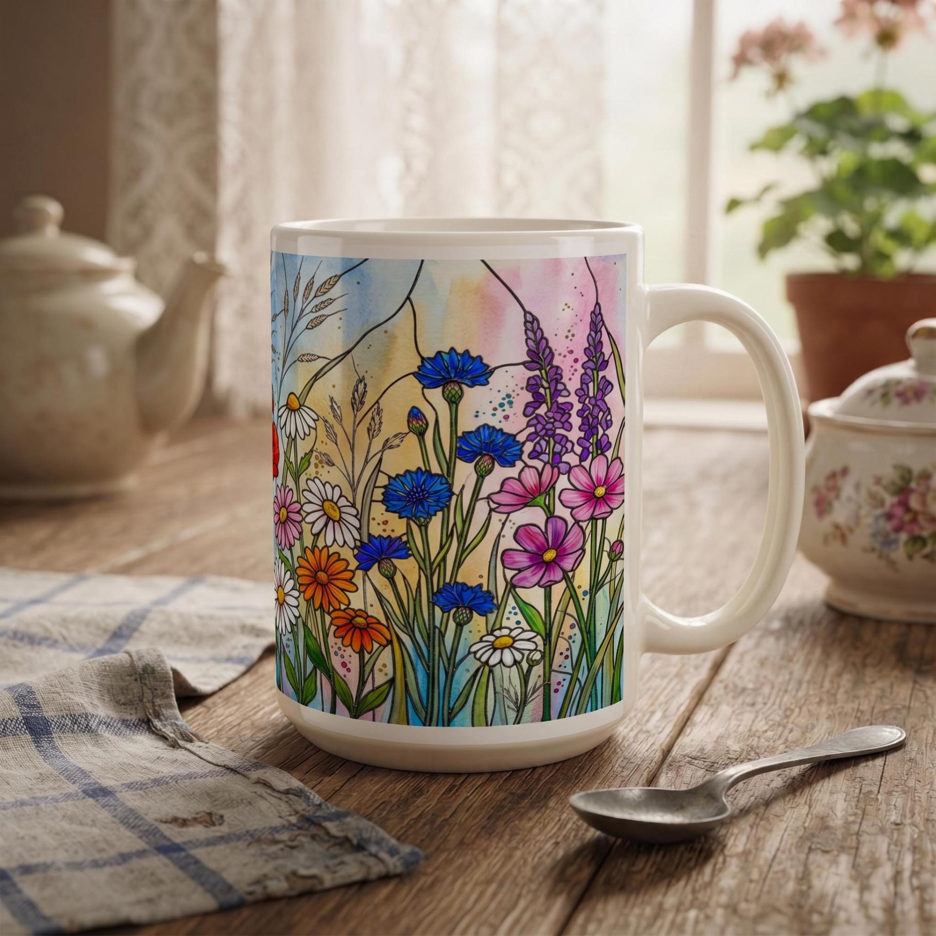 Floral Cups -  Large and Small Ceramic Mugs