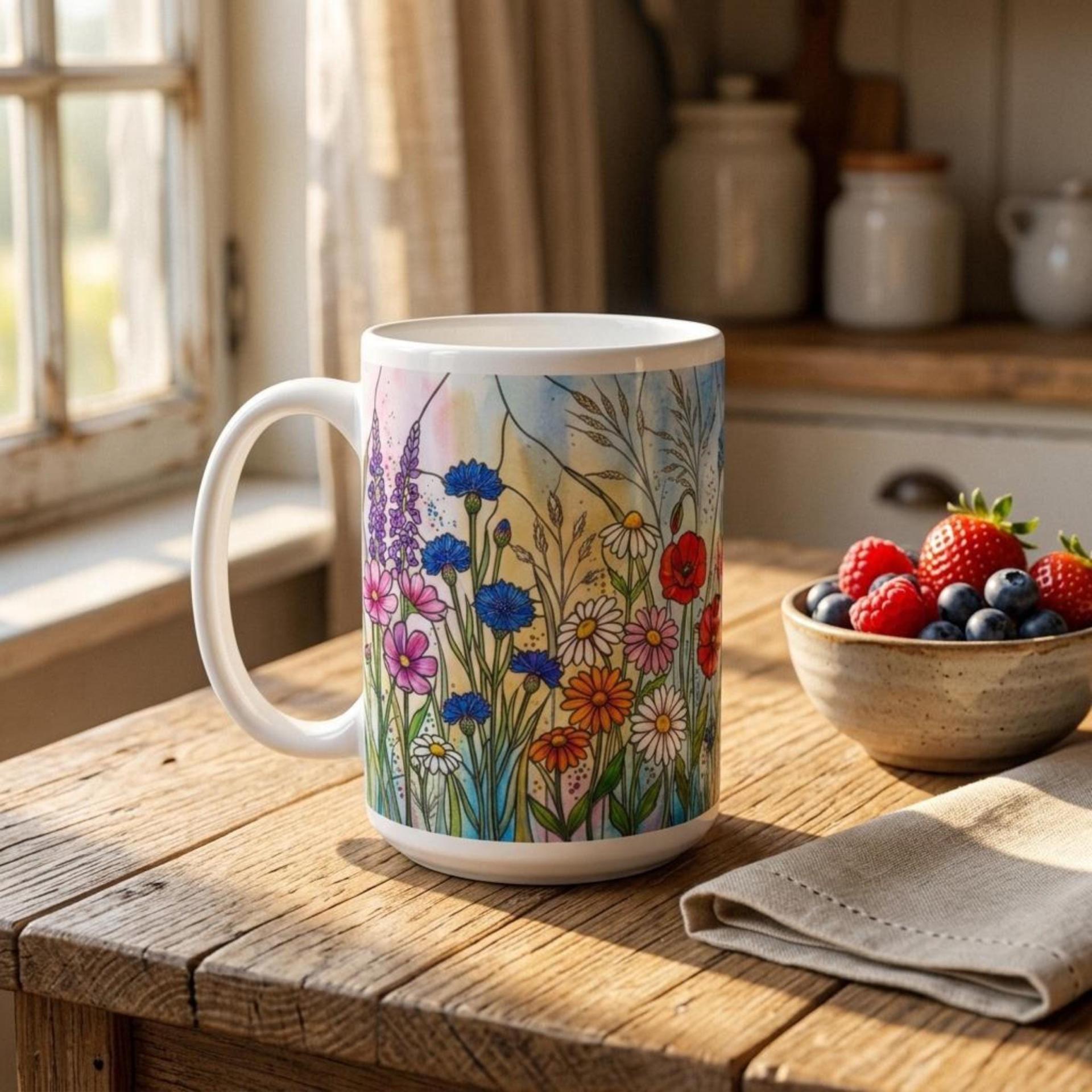 Floral Cups -  Large and Small Ceramic Mugs