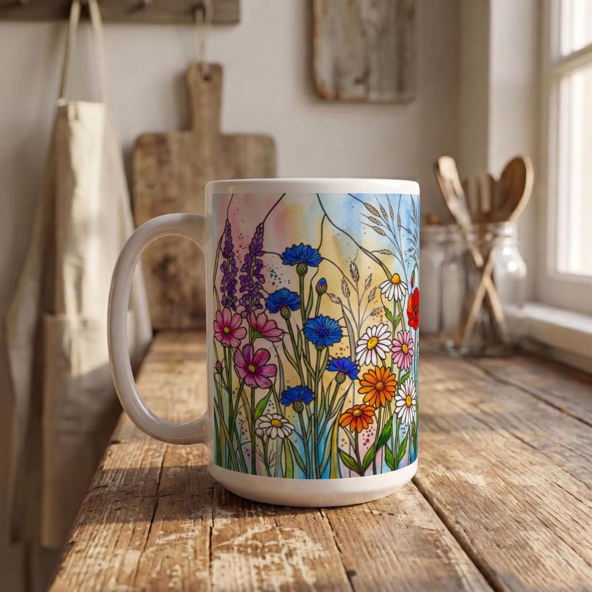 Floral Cups -  Large and Small Ceramic Mugs