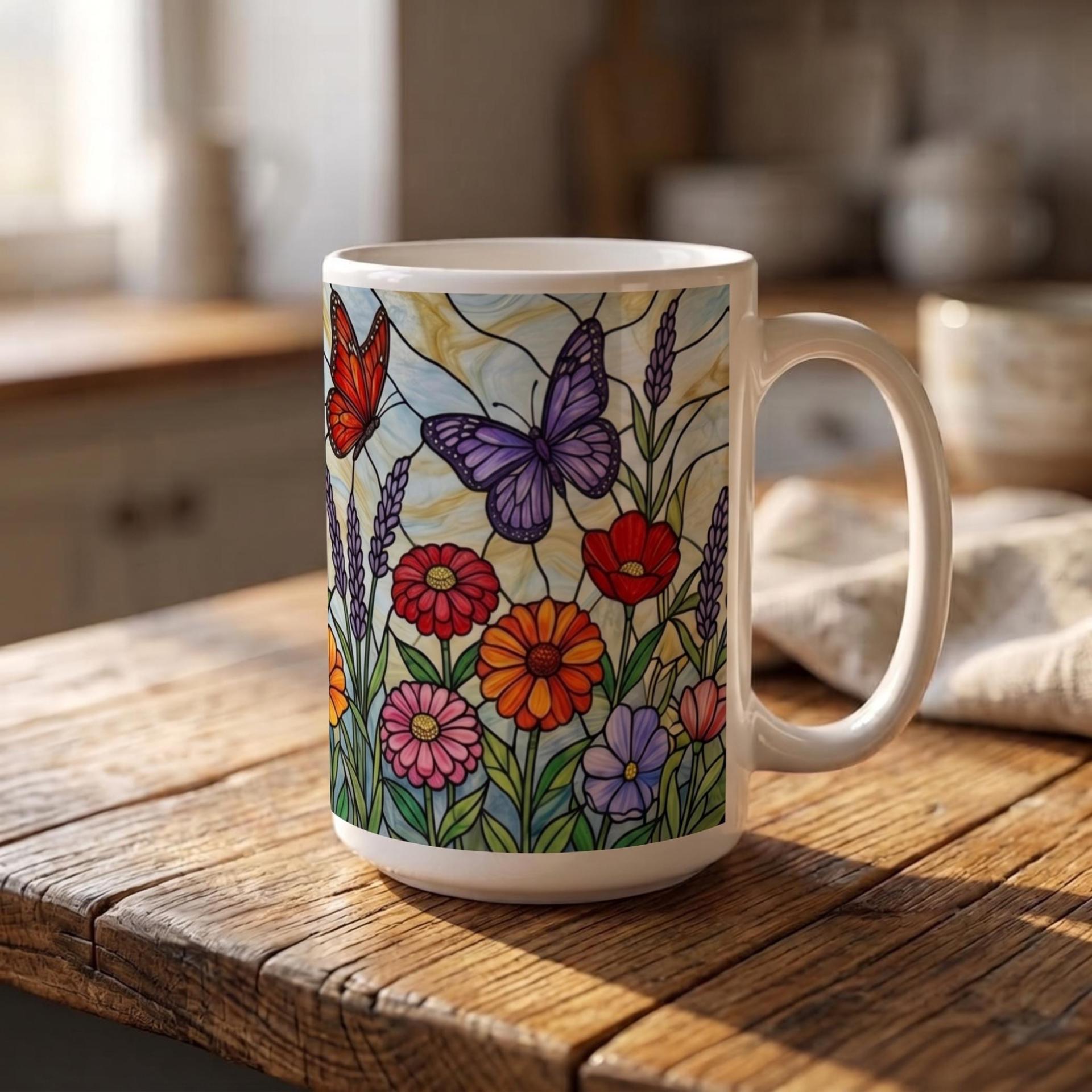 Butterfly Cups Set -  Large and Small Ceramic Mugs