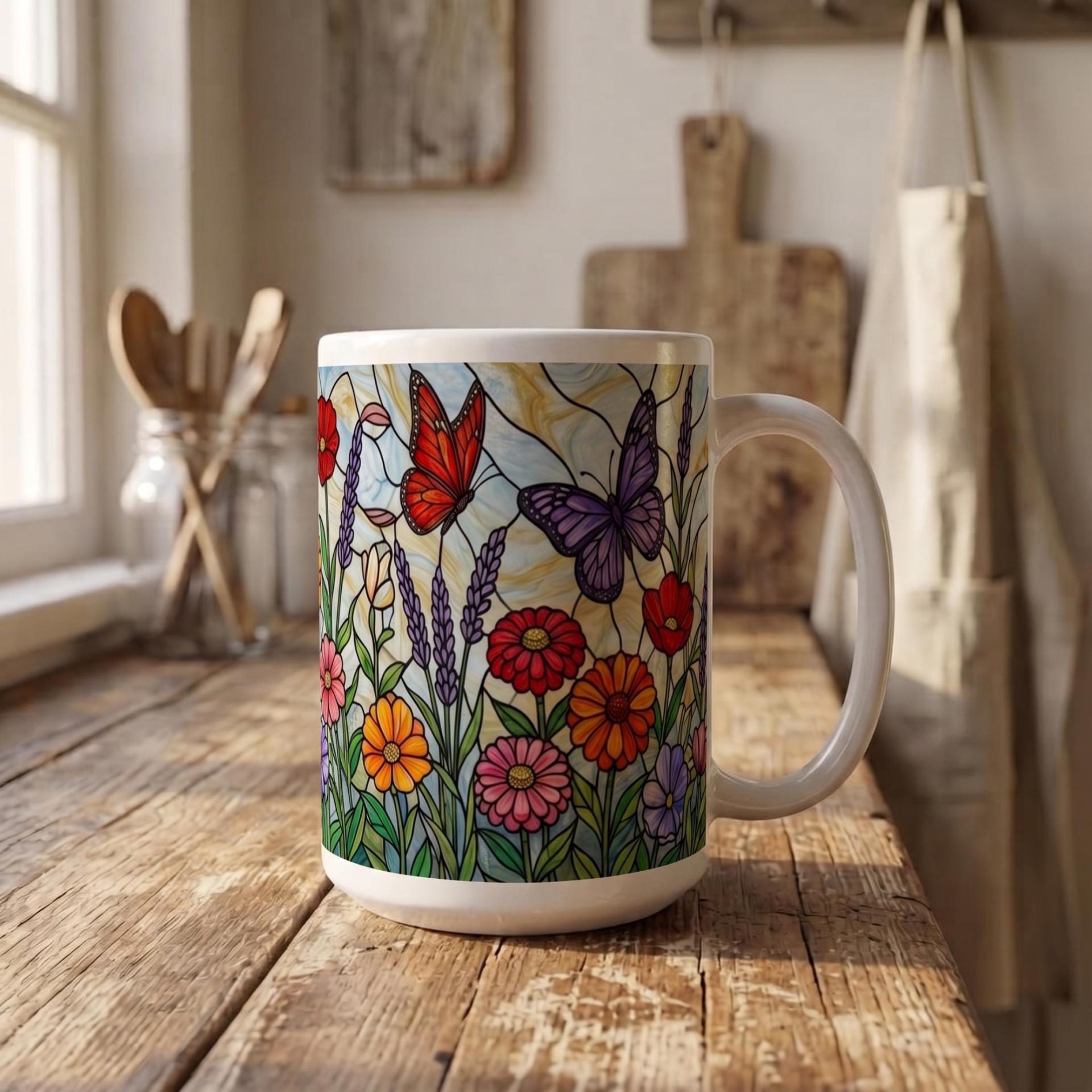 Butterfly Cups Set -  Large and Small Ceramic Mugs