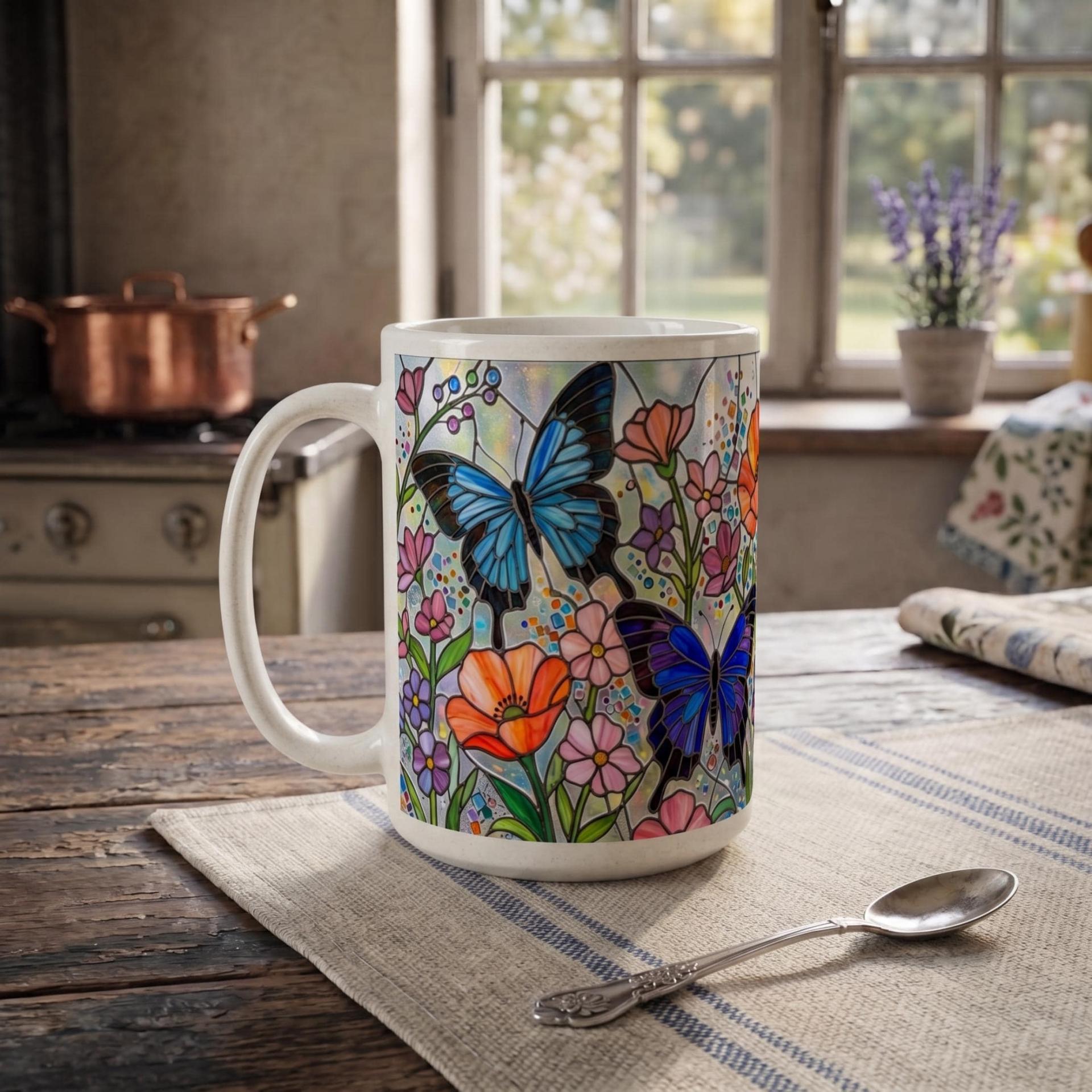 Butterfly Cups Set -  Large and Small Ceramic Mugs