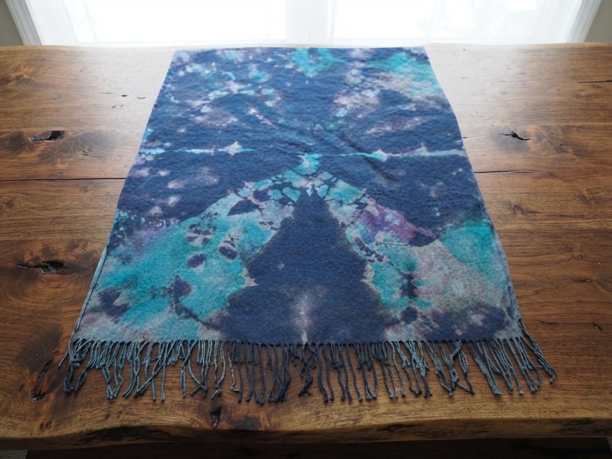 Hand Dyed Tie Dye Pashmina, Blanket Shawl, Wide Scarf, Head Wrap - Rayon Shawl