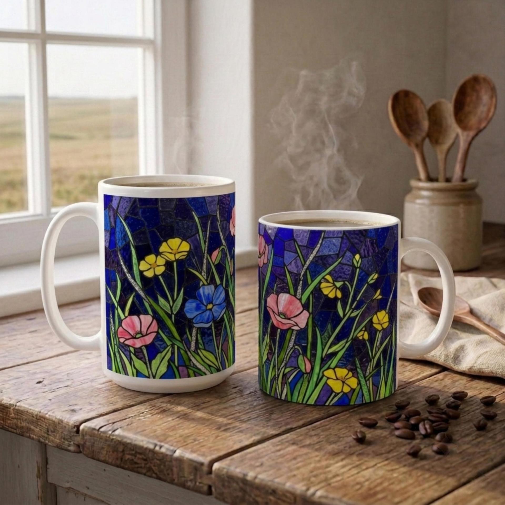 Floral Cups -  Large and Small Ceramic Mugs