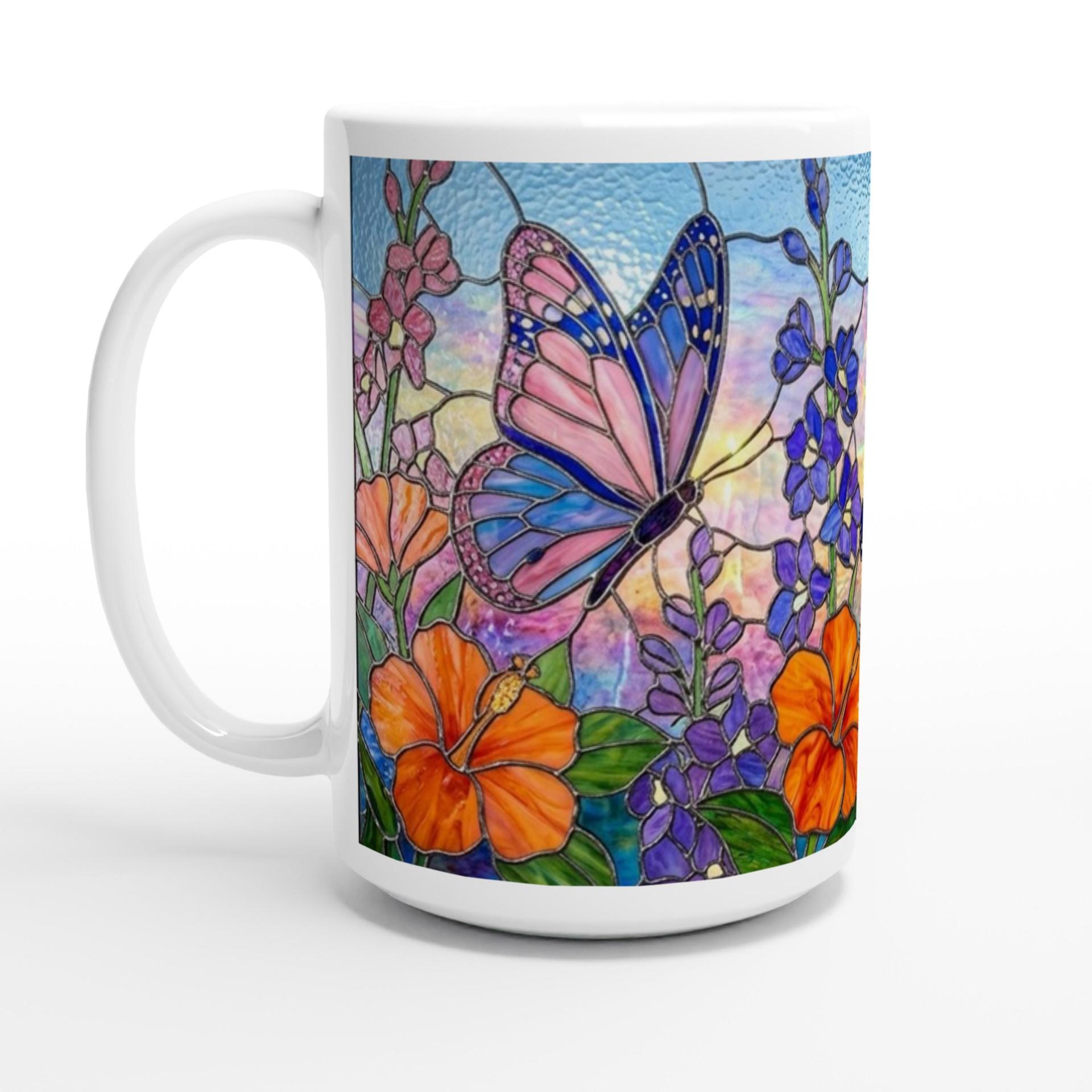 Set of Big Mugs, Butterfly Cup Set, Large 15 oz Matching Cups