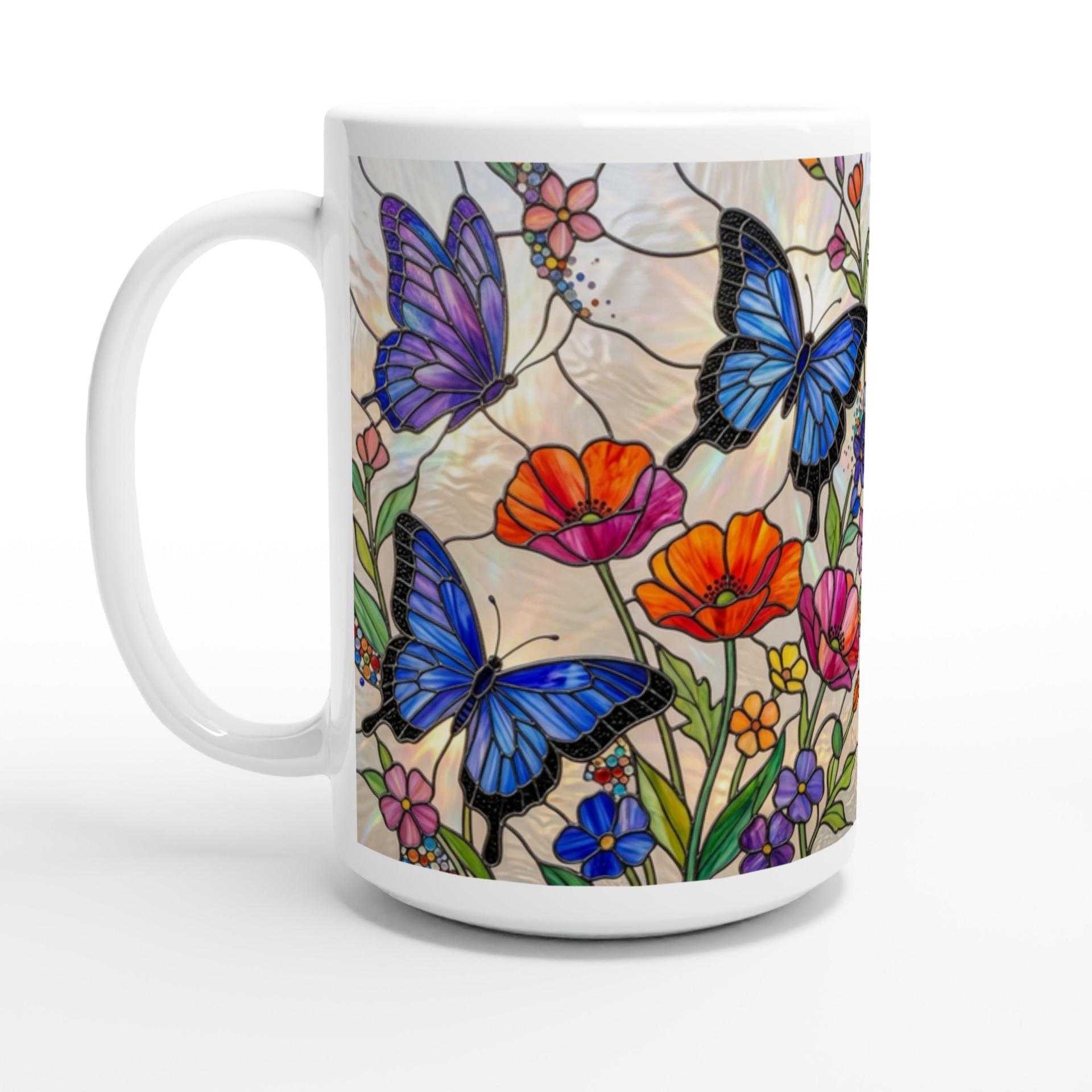 Set of Big Mugs, Butterfly Cup Set, Large 15 oz Matching Cups