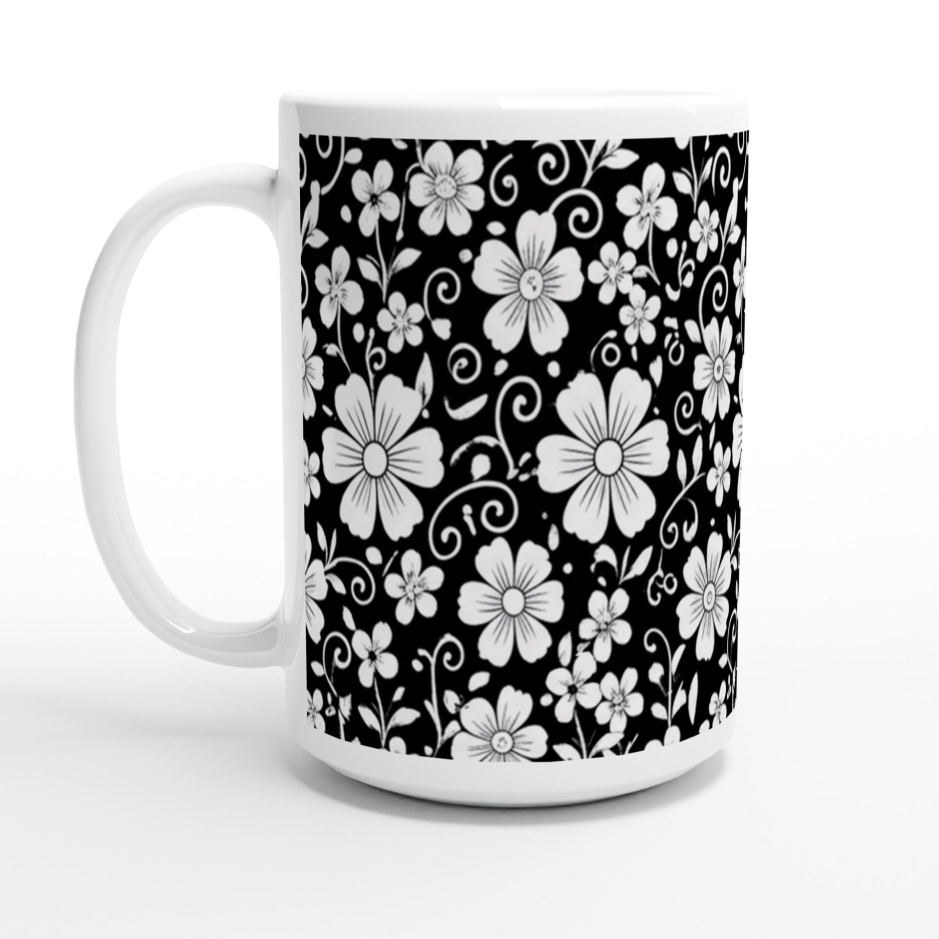 Set of Big Mugs, Floral Cup Set, Large 15 oz Matching Cups