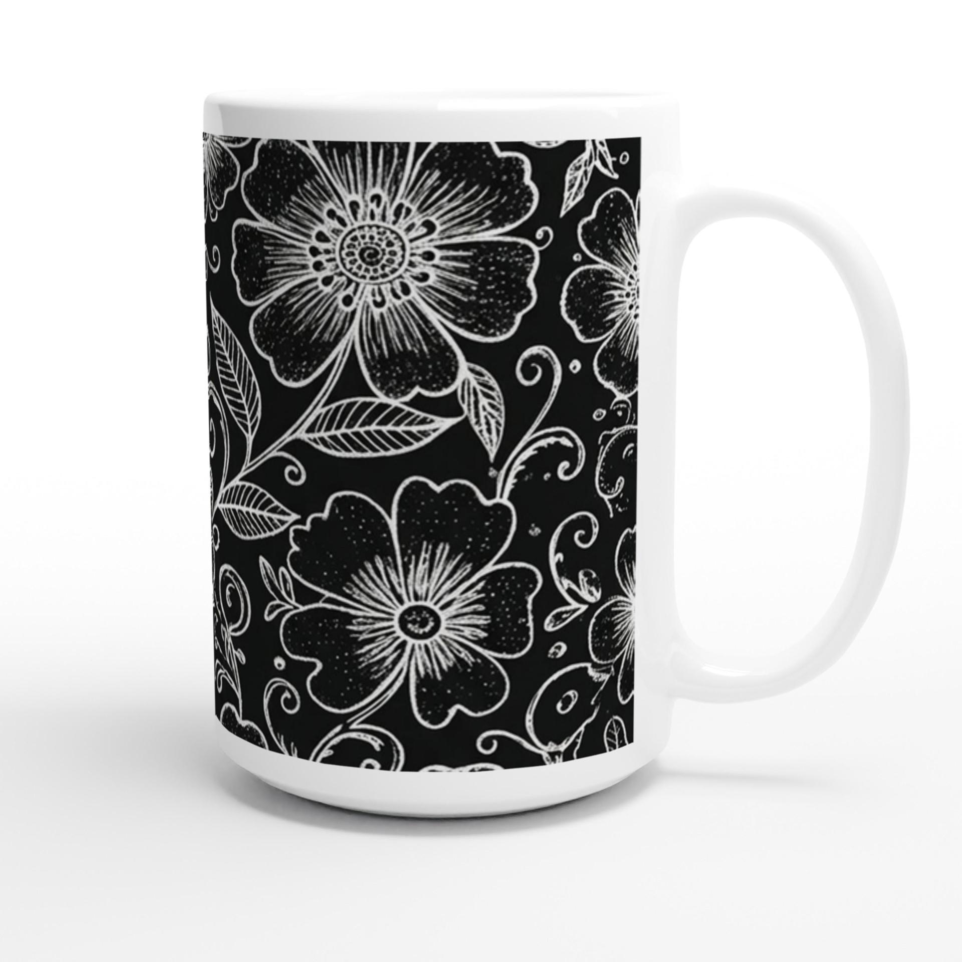 Set of Big Mugs, Floral Cup Set, Large 15 oz Matching Cups