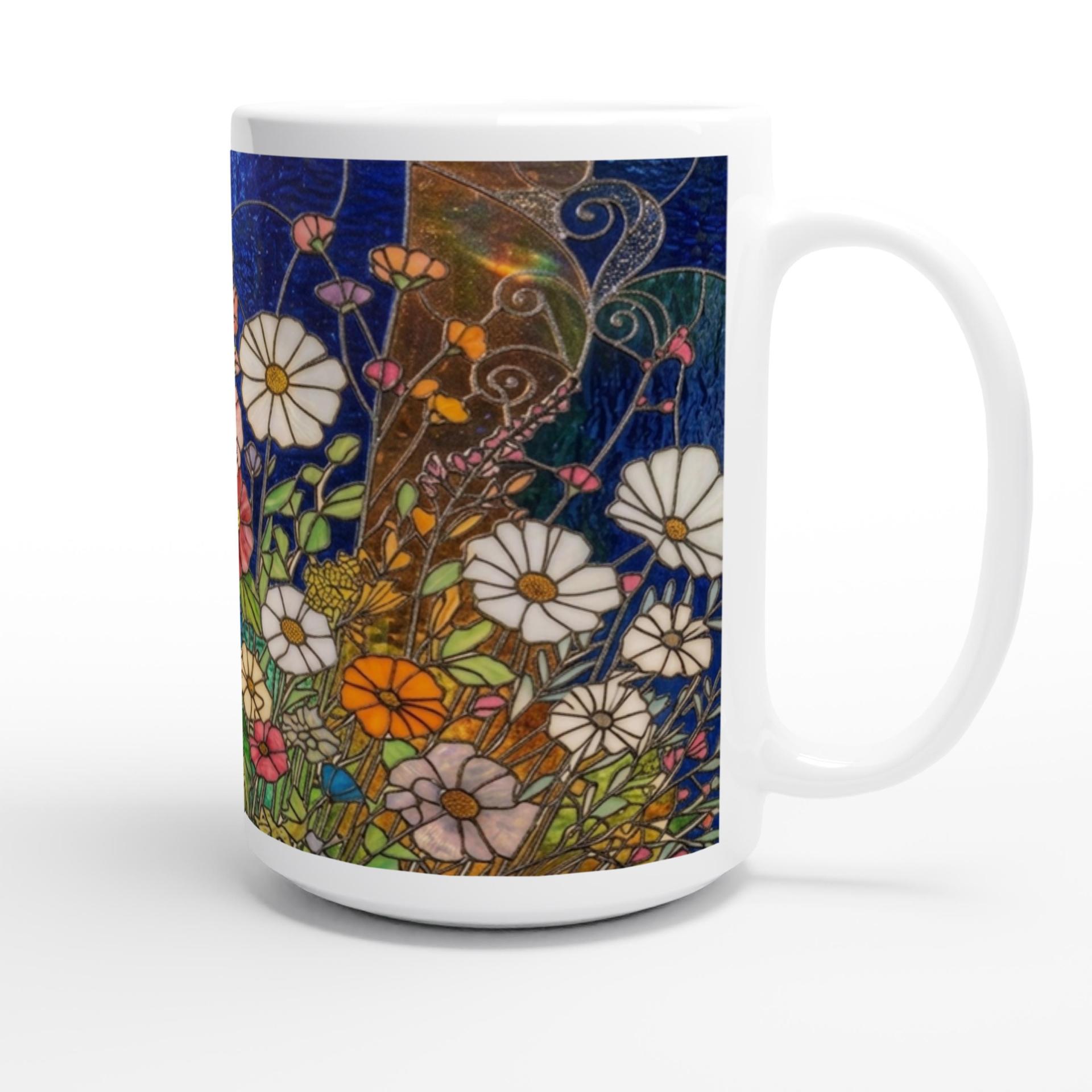 Set of Big Mugs, Floral Cup Set, Large 15 oz Matching Cups