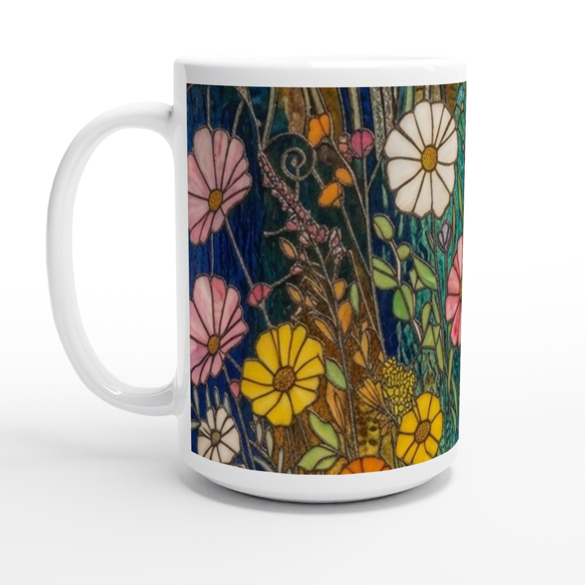 Set of Big Mugs, Floral Cup Set, Large 15 oz Matching Cups