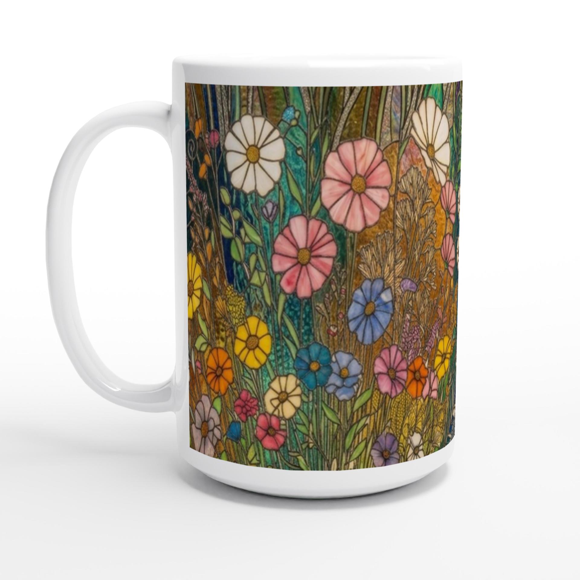 Set of Big Mugs, Floral Cup Set, Large 15 oz Matching Cups