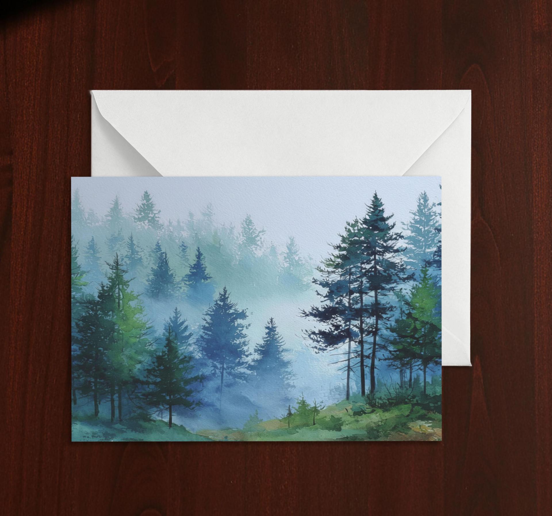 Forest Greeting Cards, Set of 4, Botanical Art, Blank Gift Cards